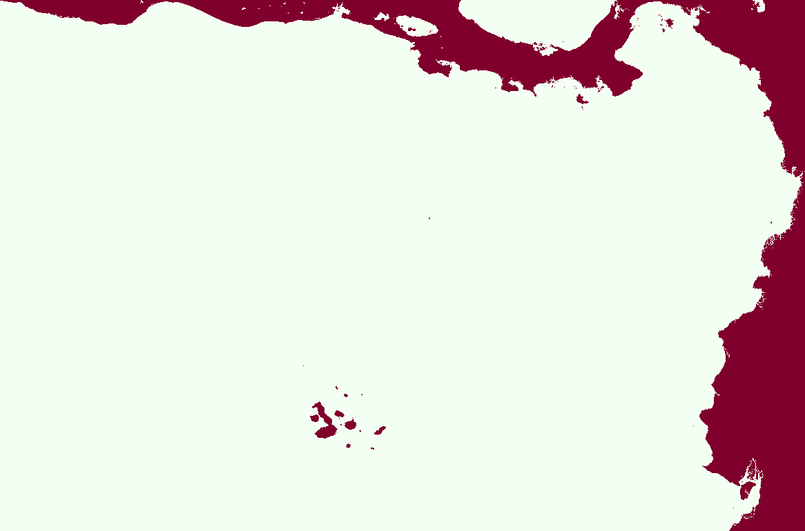 This is &quot;raw&quot; mask generated by gshhs_to_roms_mask from USGS coastline data as seen in grid-index coordinates (basically by ncview)