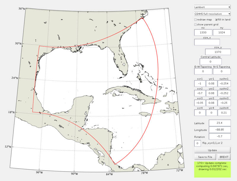 Gulf of Mexico grid optimized to receive Gulf Stream inflow from a model of lower resolution.