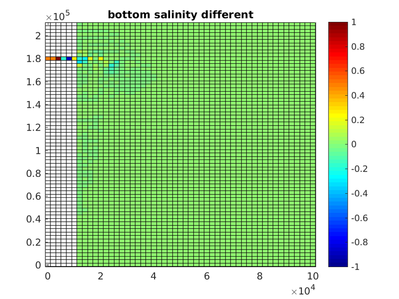 the different of two case of the bottom salinity