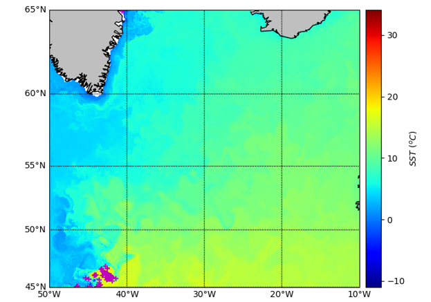 the SST less than 10 ℃ in 200502