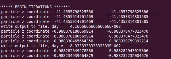 I added an command in the code to print the depth of first particle on the screen.