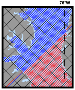 Contact region between inner and outer Chesapeake Bay