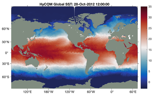 HyCOM Global SST 2012-10-28.png